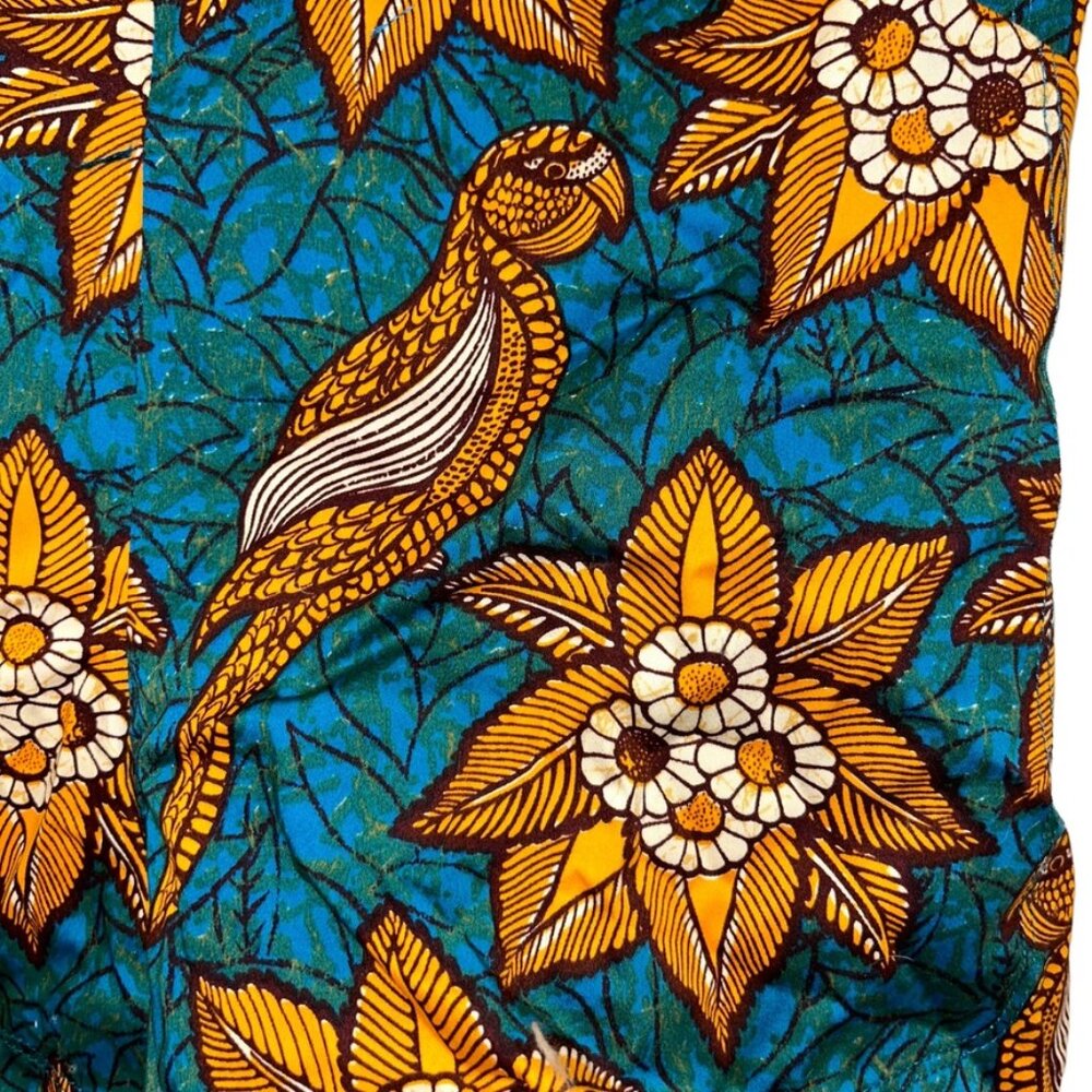 Anthropologie Elevenses teal orange tropical Indonesian BATIK bird shorts 8 - Picture 4 of 4